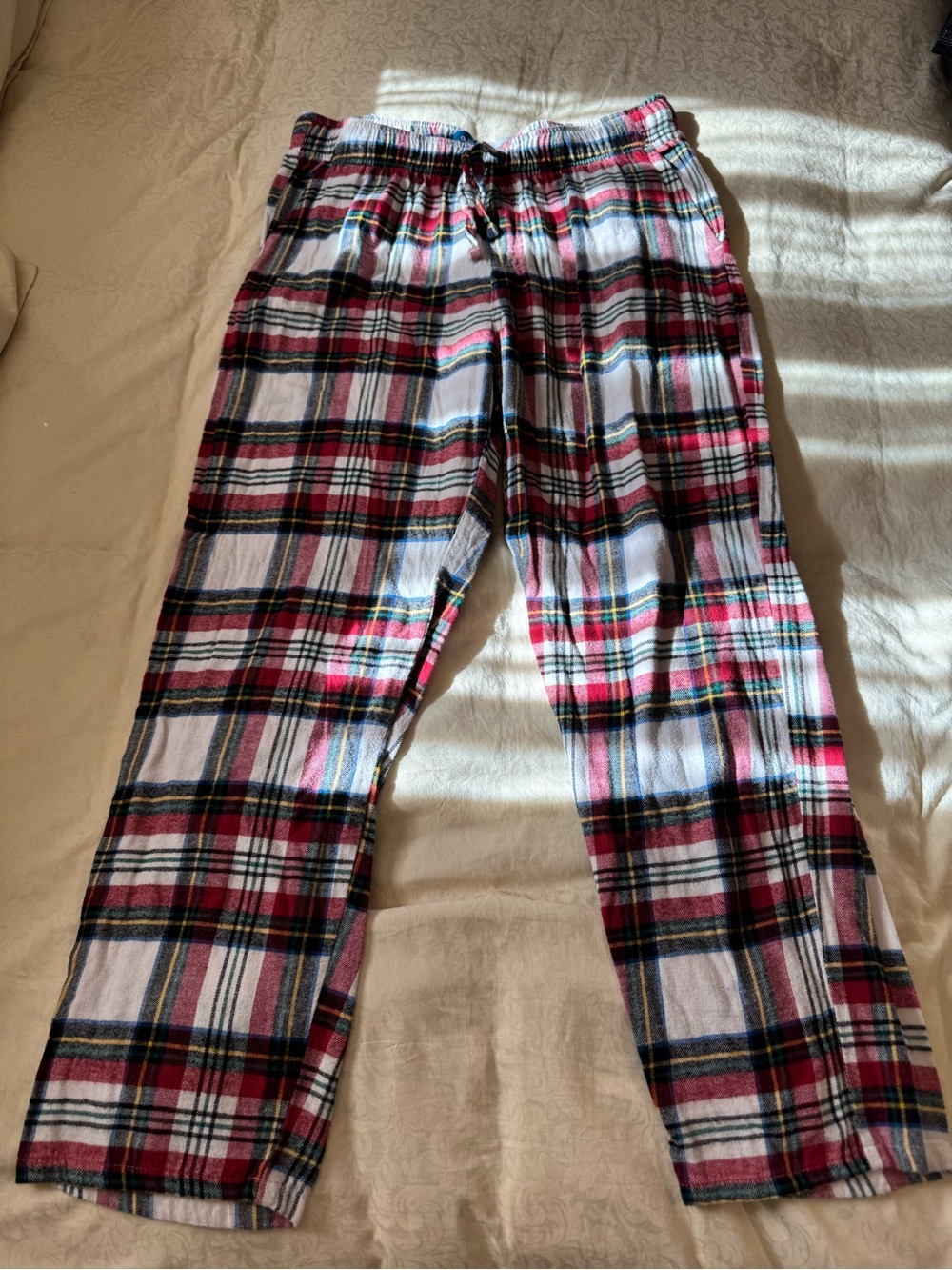 Red White Plaid Flannel Lounge Pants
